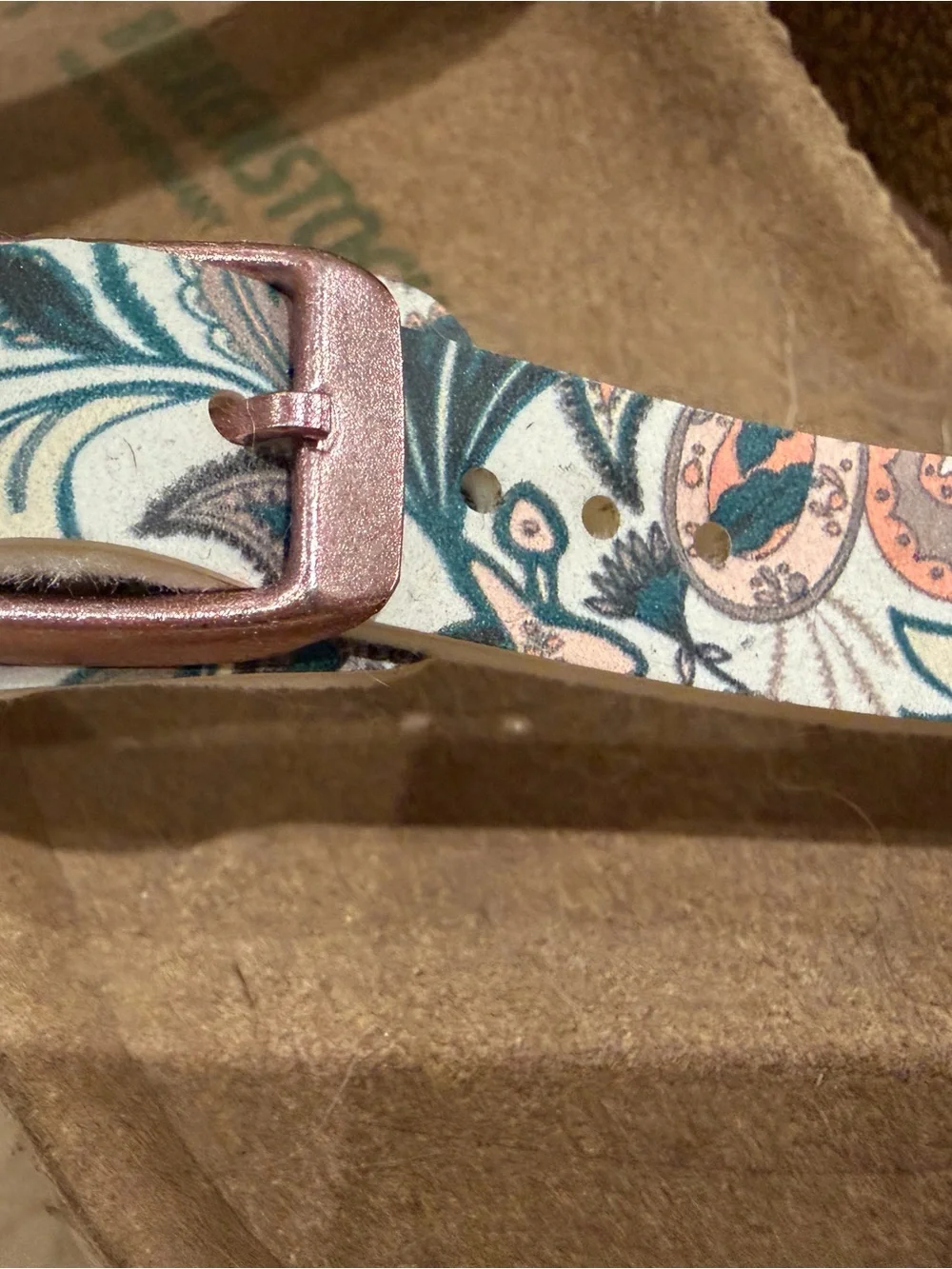 Birkenstock Kids Paisley-Print Sandals in Pink and Teal
